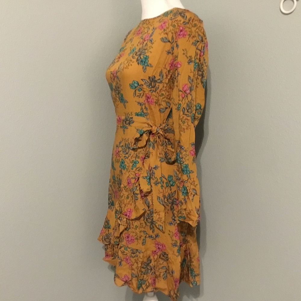 🌷Floral Long Sleeve Faux Wrap Dress - Picture 6 of 8